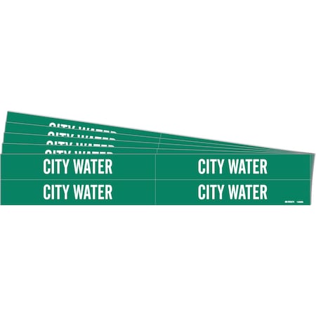 Brady CITY WATER Pipe Marker Style 4 Polyester White on Green 4 per Card, 5 PK 106069-PK